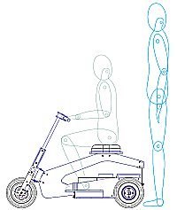 Scooter with standing adult
